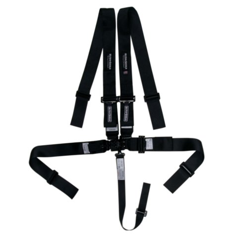 Harness - Sprint Car - 5 Point - Latch and Link - SFI 16.1 - Pull Down Adjust - Bolt-In / Wrap Around - Individual Harness - Black - Kit