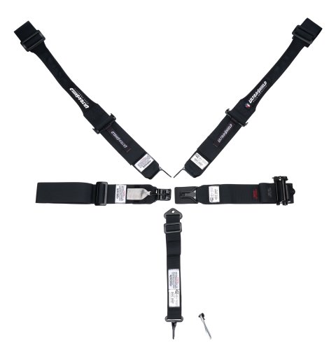Harness - 5 Point - Latch and Link - SFI 16.1 - Pull Down Adjust - Bolt-In / Wrap Around - Individual Harness - HANS Ready - Black - Kit
