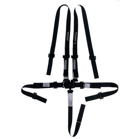 Harness - 5 Point - Latch and Link - Pull Down Adjust - Bolt-In / Wrap Around - Individual Harness - HANS Ready - Black - Kit