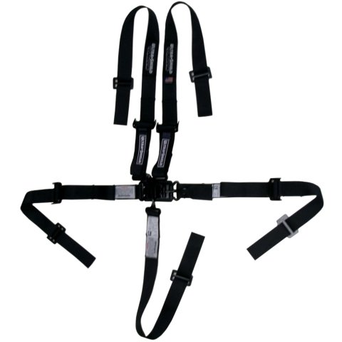 Harness - 5 Point - Latch and Link - Pull Up Adjust - Bolt-In / Wrap Around - Individual Harness - Junior - Black - Kit