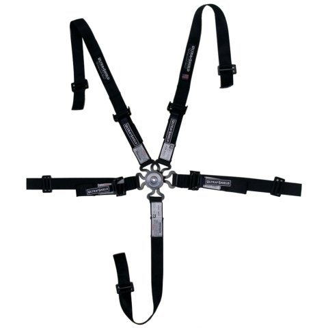 Harness - 5 Point - Camlock - SFI 16.1 - Pull Down Adjust - Bolt-In / Wrap Around - Individual Harness - Junior - Black - Kit