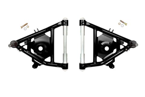 Control Arm - Street Performance - Tubular - Lower - Polyurethane Bushings - Steel - Black Powder Coat - GM Fullsize Truck 1963-87 - Pair