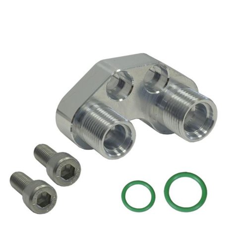 Compressor Block - 2 Port - 10 AN / 8 AN Male O-Ring - Seals - Aluminum - Natural - Kit