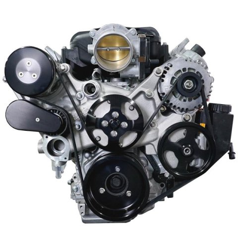Pulley Kit - Front Runner Low Profile - 6-Rib Serpentine - Aluminum - Black Anodized - GM GenV LT-Series - Kit