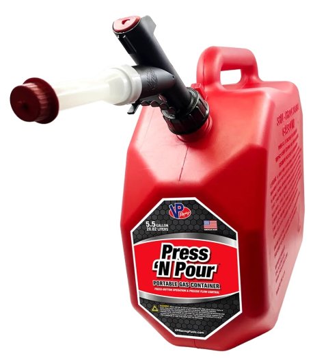 Fuel Can - 5.5 gal - 15 x 8 x 15.75 in Tall - Push Button Activation - Self-Venting - Plastic - Red - Each