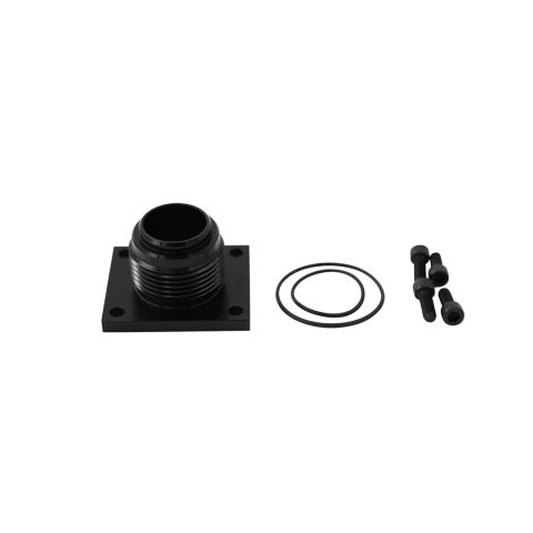 Fuel Pump Adapter - Lil Bertha - 20 AN Male O-Ring - Aluminum - Black Anodized - Waterman Fuel Pumps - Each