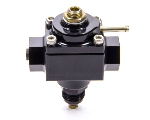Fuel Pressure Regulator - 3 to 10 psi - In-Line - 8 AN Female O-Ring Inlet - 8 AN Female O-Ring Outlet - Aluminum - Black Anodized - Alcohol - Each