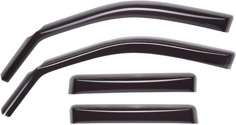 Side Window Visor - Front / Rear - 3 mm Thick - Snap-In / Stick-On - Plastic - Dark Smoke - GM Fullsize Truck 2014-15 - Kit