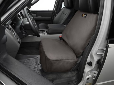 Seat Cover - Hook and Loop Attachment - Polyester Cotton Blend - Cocoa - Front Row - Bucket Seat - Universal - Each