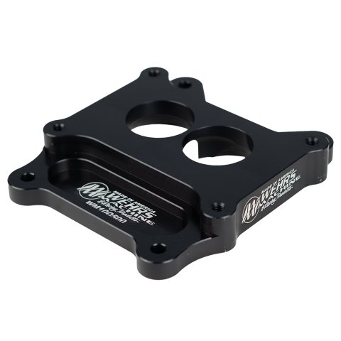 Carburetor Adapter - 1 in Thick - 2 Hole - Holley 2-Barrel to Spread Bore - Aluminum - Black Anodized - Each