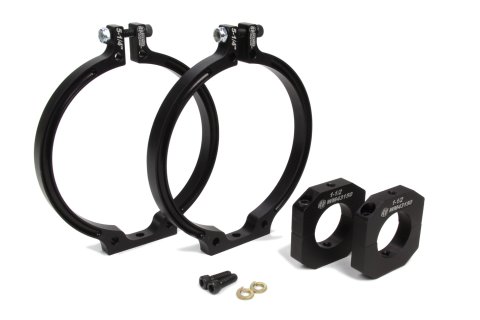 Fire Suppression Mount - Clamp-On - 1-1/2 in Tubing - 5-1/4 in Fire Bottle - Aluminum - Black Anodized - Pair