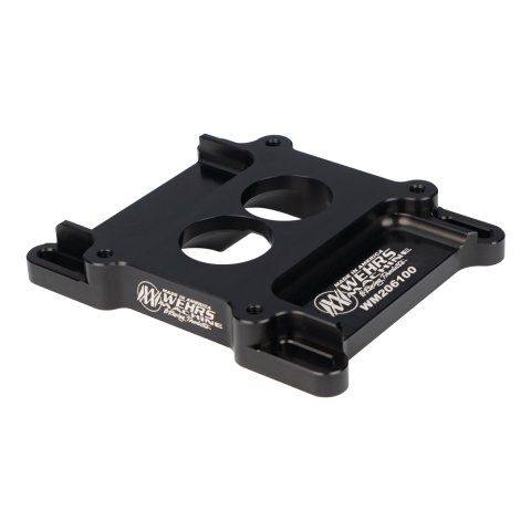 Carburetor Adapter - 1 in Thick - 2 Hole - Holley 2-Barrel to Square Bore - Aluminum - Black Anodized - Each
