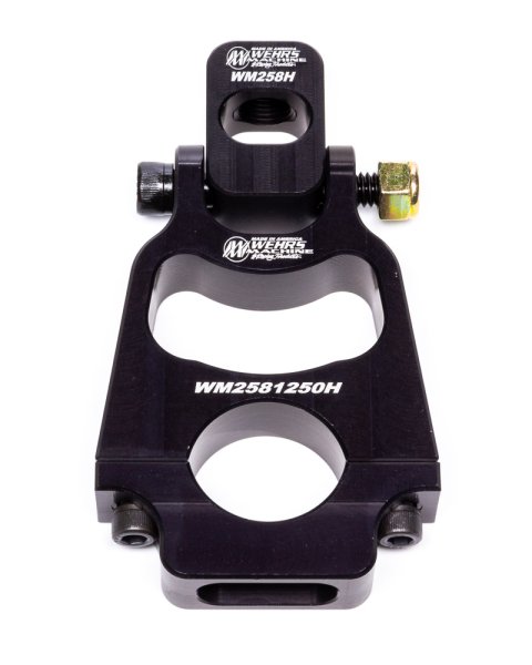 Hood Pin Bracket - Clamp-On - Hinged - 1.25 in Tube - 0.5 in OD - 4.5 in Tall - Aluminum - Black Anodized - Each