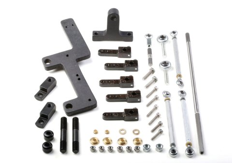 Throttle Linkage - Side Mount - Dual Quad - Aluminum / Steel - Black Anodized / Zinc Oxide - Dominator Carburetors - 6-71 / 8-71 Superchargers - Kit