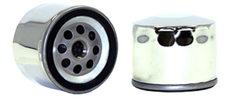 Oil Filter - Canister - Screw-On - 2.5 in Tall - 16 mm x 1.50 Thread - 20 Micron - Steel - Chrome - Ducati / Harley-Davidson - Each