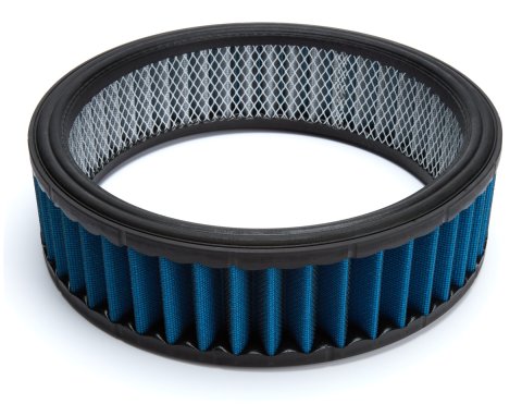 Air Filter Element - Low Profile - Round - 14 in Diameter - 4 in Tall - Dry - Wire Mesh Included - Synthetic - Blue - Each