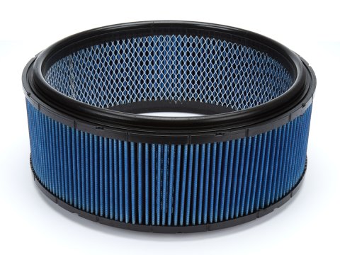 Air Filter Element - Classic Profile - Round - 14 in Diameter - 5 in Tall - Wire Mesh Included - Reusable Cotton - Blue - Each
