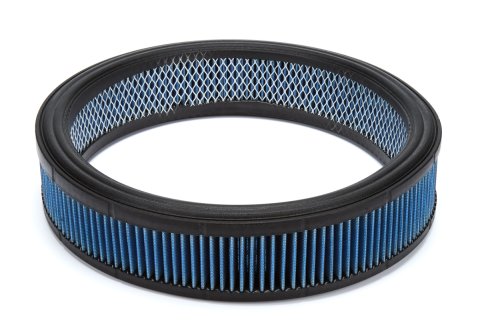 Air Filter Element - Low Profile - Round - 14 in Diameter - 3 in Tall - Wire Mesh Included - Reusable Cotton - Blue - Each