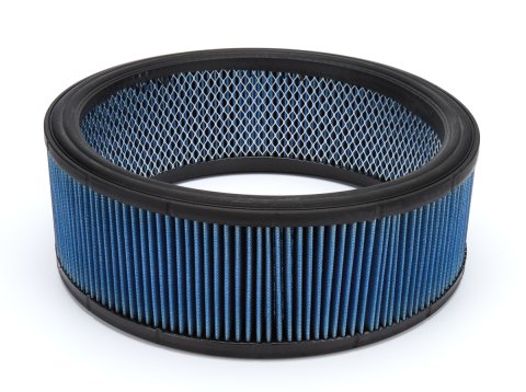 Air Filter Element - Low Profile - Round - 14 in Diameter - 5 in Tall - Wire Mesh Included - Reusable Cotton - Blue - Each