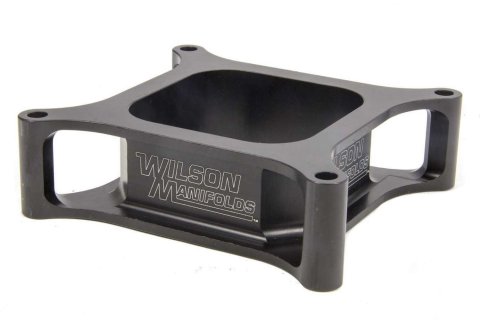 Carburetor Spacer - Lightweight - 2 in Thick - Open - Square Bore - Aluminum - Black Anodized - Each