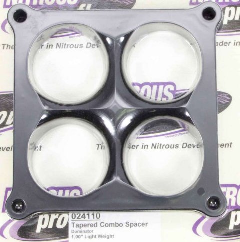 Carburetor Spacer - Tapered Lightweight - 1 in Thick - 4 Hole - Dominator Flange - Aluminum - Black Anodized - Each