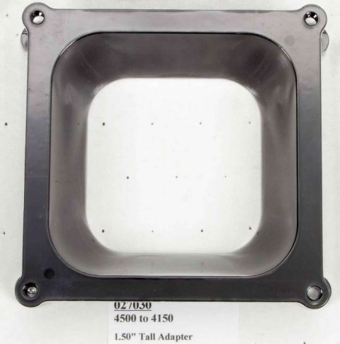 Carburetor Adapter - 1.5 in Thick - Open - Square Bore to Dominator - Aluminum - Black Anodized - Each