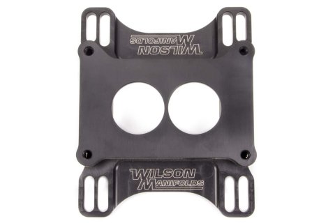 Carburetor Adapter - Tapered Lightweight - 1 in Thick - 2 Hole - Holley 2-Barrel to Square Bore - Aluminum - Black Anodized - Each