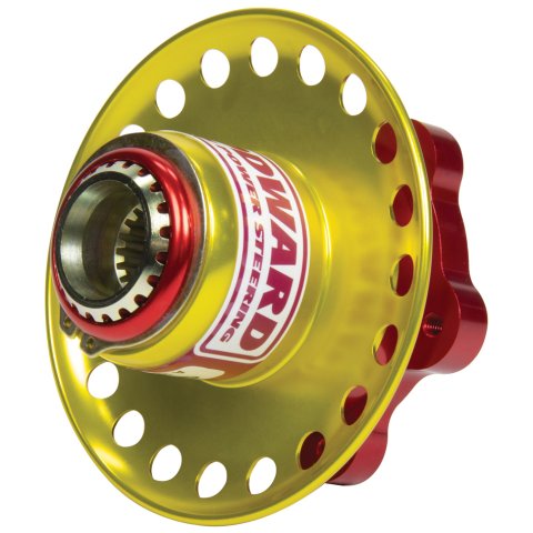 Steering Wheel Quick Release - Bolt-On - SFI 42.1 - 4 in Pull Ring - Aluminum / Steel - Red Anodized / Cadmium - 3/4 in Shaft - 6 x 70 mm Bolt Circle