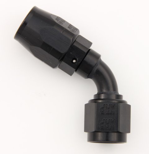 Fitting - Hose End - 60 Degree - 6 AN Hose to 6 AN Female - Double Swivel - Aluminum - Black Anodized - Each