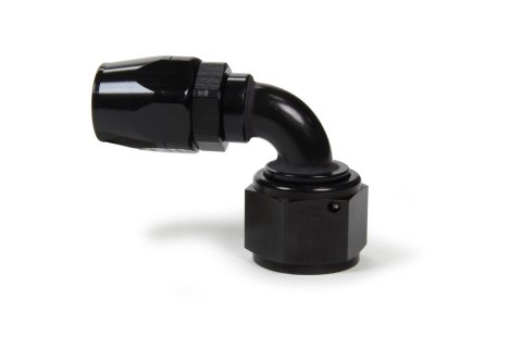 Fitting - Hose End - 90 Degree - 10 AN Hose to 12 AN Female - Double Swivel - Aluminum - Black Anodized - Each
