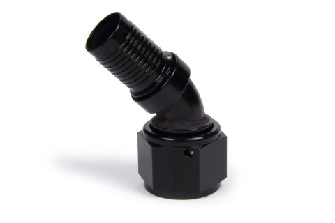 Fitting - Hose End - HS-79 - 45 Degree - 12 AN Hose Crimp to 12 AN Female - Aluminum - Black Anodized - Each