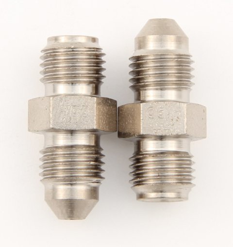 Fitting - Adapter - Straight - 3 AN Male to 3/8-24 in Inverted Flare Male - Short - Steel - Nickel Plated - 3/16 in Hardline - Pair