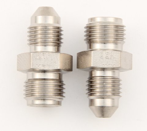 Fitting - Adapter - Straight - 4 AN Male to 7/16-24 in Inverted Flare Male - Steel - Nickel Plated - Hardline - Pair