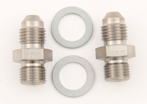 Fitting - Adapter - Straight - 3 AN Male to 7/16-20 in Male Crush Washer Seal - Steel - Nickel Plated - Pair