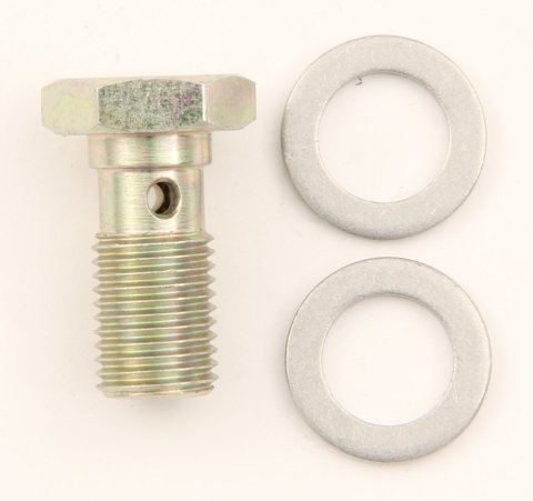 Banjo Bolt - Single Banjo - 3/8-24 in Thread - Washers Included - Steel - Cadmium - Each