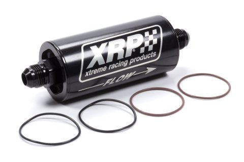 Oil Filter - 70 Series - In-Line - 8 AN Inlet - 8 AN Outlet - 6.2 in Length - Requires Filter - Aluminum - Black Anodized - Each