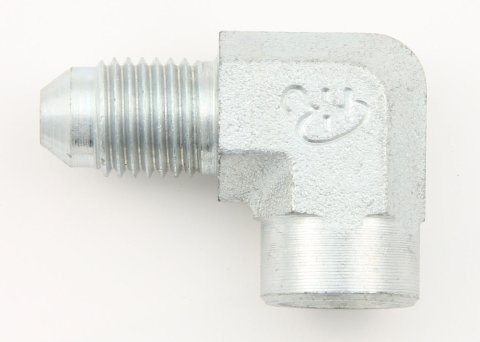 Fitting - Adapter - 90 Degree - 1/8 in NPT Female to 3 AN Male - Steel - Zinc Oxide - Each