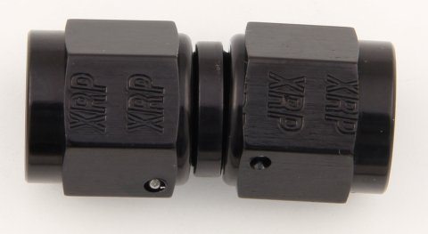 Fitting - Adapter - Straight - 6 AN Female Swivel to 6 AN Female Swivel - Aluminum - Black Anodized - Each