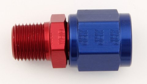 Fitting - Adapter - Straight - 4 AN Female Swivel to 1/8 in NPT Male - Aluminum - Blue / Red Anodized - Each