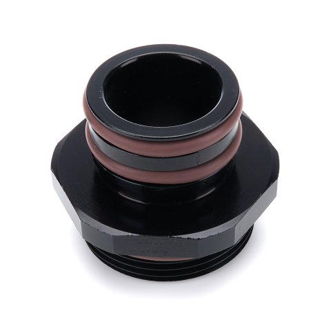 Quick Release Adapter - Straight - 16 AN Clamshell to 20 AN Male O-Ring - Aluminum - Black Anodized - Each