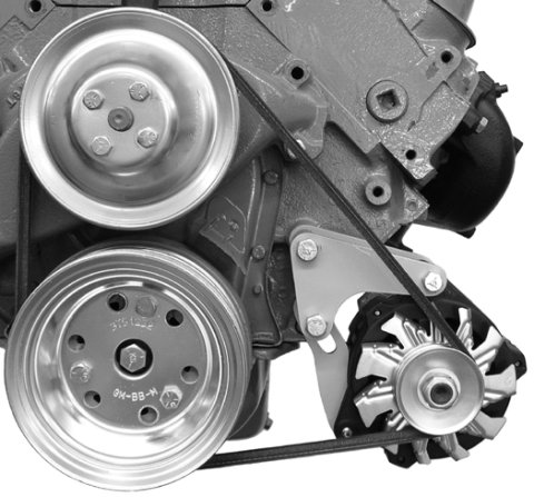 Alternator Bracket - Driver Side - Low Mount - Block Mount - Steel - Natural - Short Water Pump - GM Small Alternator - Big Block Chevy - Kit