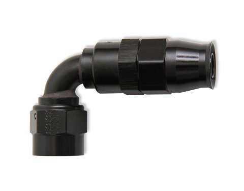 Fitting - Hose End - UltraPro - 90 Degree - 10 AN Hose to 10 AN Female Swivel - Aluminum - Black Anodized - Each