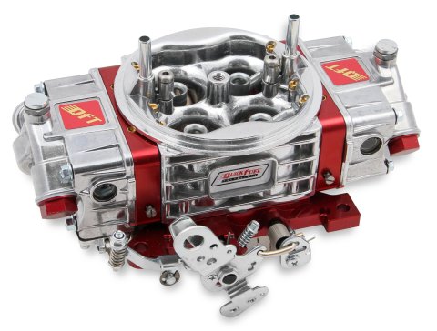 Carburetor - Q-Series Circle Track - 4-Barrel - 750 CFM - Square Bore - No Choke - Mechanical Secondary - Dual Inlet - Aluminum - Red Anodized / Tumble Polished - Each