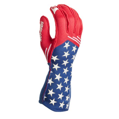 Driving Gloves - Liberty - Double Layer - Nomex - Elastic Cuff - Red / White / Blue - Small - Pair