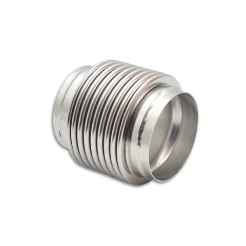 Exhaust Flex Pipe - Electropolished - Bellow - Weld-On - Flexible - 3 in Inlet - 3 in Outlet - 4 in Long - Stainless - Polished - Each