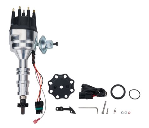 Distributor - Magnetic Pickup - Vacuum Advance - HEI Style Terminal - Rev Limiter - Black - Ford FE-Series - Each