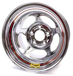 Wheel - Five-Spoke Inertia - 15 x 10 in - 4.500 in Backspace - 5 x 5.00 in Bolt Pattern - Steel - Chrome - Each