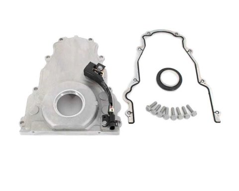 Timing Cover - 1-Piece - Cam Sensor - Seal Included - Aluminum - Natural - GM LS-Series - Each