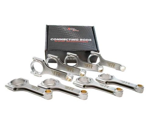 Connecting Rod - H Beam - 6.125 in Long - Bushed - 7/16 in Cap Screws - ARP2000 Bolt - Forged - Steel - GM LS-Series - Set of 8
