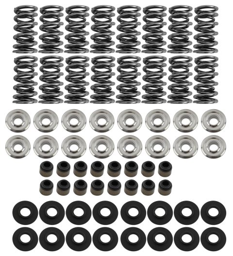 Valve Spring Kit - Dual Spring - 380 lb/in Spring Rate - 1.070 in Coil Bind - 1.300 in OD - Locks / Steel Retainers / Viton Seals / Seats - GM LS-Series - Kit